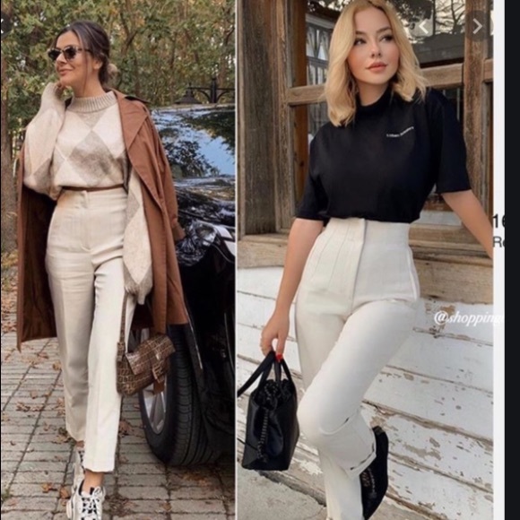 Zara beige darted high rise trousers - Picture 3 of 7